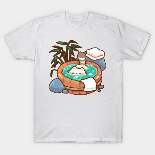 Bathing Onsen Cat T-Shirt by vooolatility